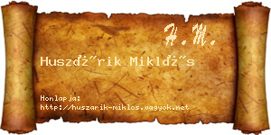 Huszárik Miklós névjegykártya